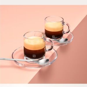 3 sets of Nespresso Vertuo Clear Glass Espresso Cup and Saucer Set